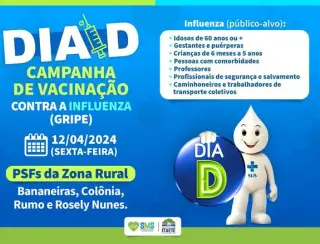 Prefeitura de Itaetê vai realizar dia D da vacinação nas localidades Bananeiras, Rumo, Colônia e Rosely Nunes na próxima sexta 12/04