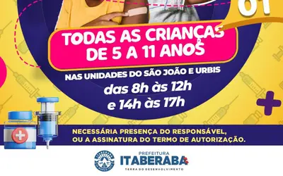 Secretaria de Saúde de Itaberaba vacina todas as crianças de 5 a 11 anos com a presença dos responsáveis