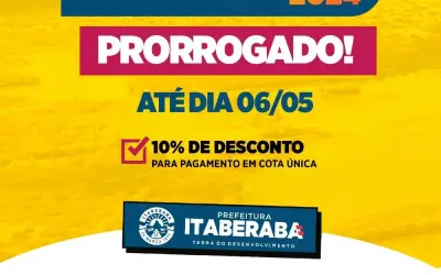 Contribuintes de Itaberaba podem pagar IPTU até dia 6 de maio com desconto de 10%